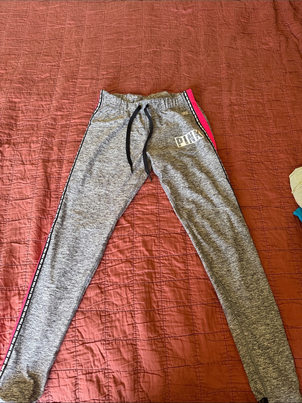 PINK Victoria's Secret Gray Joggers with Pink Side Stripe